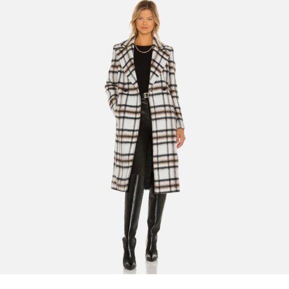 Mackage Sienna Wool-Blend Belted Coat In Plaid Print - Picture 3 of 15